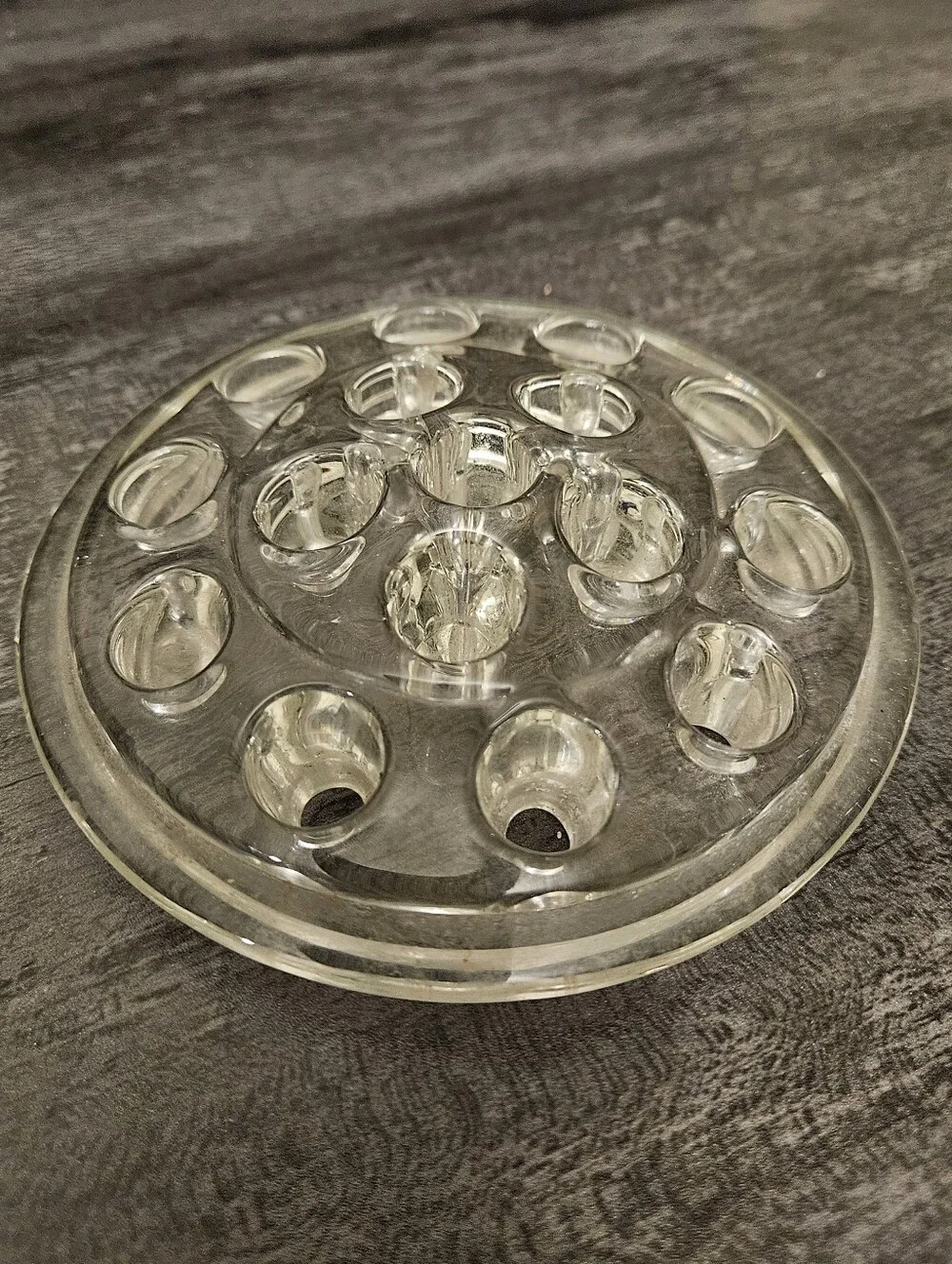 Vintage Clear Glass Flower Frogs- Set Of 2